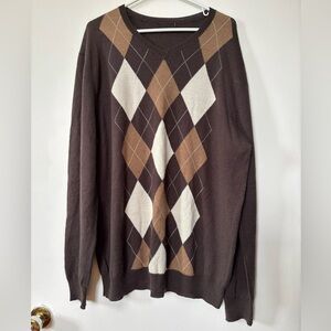 🤎Men's Argyle Sweater - Brown and Cream🤍